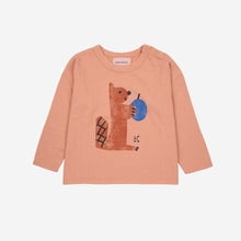 Load image into Gallery viewer, Bobo Choses long sleeve baby t-shirt in light brown with hungry squirrel print from the new AW24 collection &#39;Once Upon A Time&#39;
