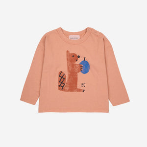 Bobo Choses long sleeve baby t-shirt in light brown with hungry squirrel print from the new AW24 collection 'Once Upon A Time'