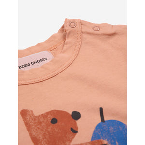 Bobo Choses long sleeve baby t-shirt in light brown with hungry squirrel print from the new AW24 collection 'Once Upon A Time'