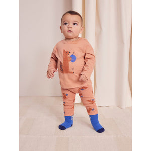 Bobo Choses light brown baby leggings with all over squirrel print from the new AW24 collection 'Once Upon A Time'