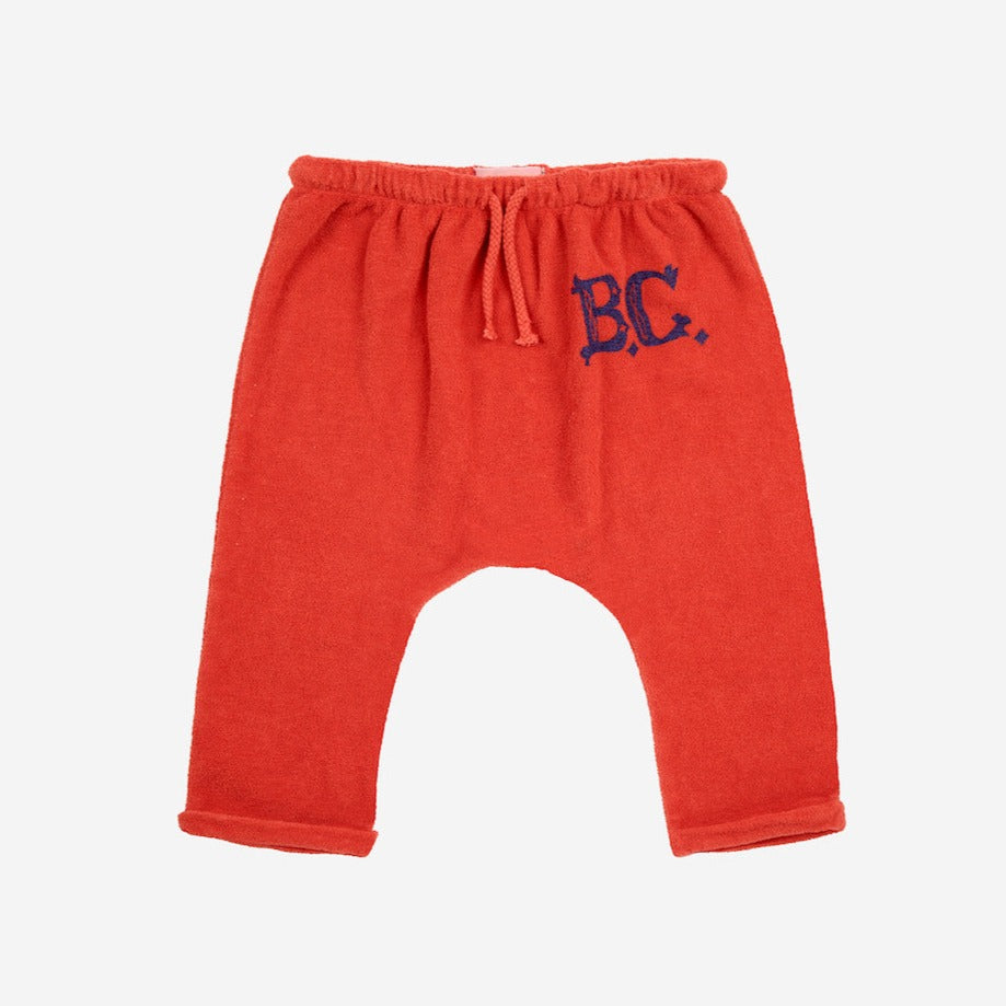 Bobo Choses harem baby trousers in red terry cotton from the new AW24 collection 'Once Upon A Time'