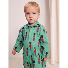 Load image into Gallery viewer, Bobo Choses green baby overall with all over tin soldier print from the new AW24 collection &#39;Once Upon A Time&#39;
