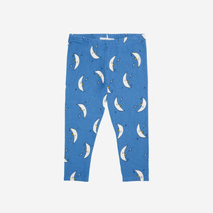 Bobo Choses blue baby leggings with all over white moon print from the new AW24 collection 'Once Upon A Time'