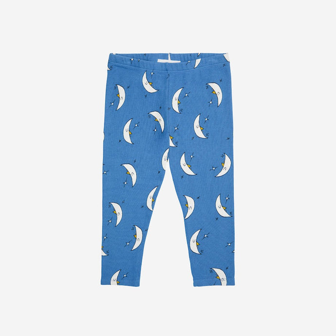 Bobo Choses blue baby leggings with all over white moon print from the new AW24 collection 'Once Upon A Time'