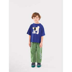 Bobo Choses blue t-shirt with white dog print from the new AW24 collection 'Once Upon A Time'