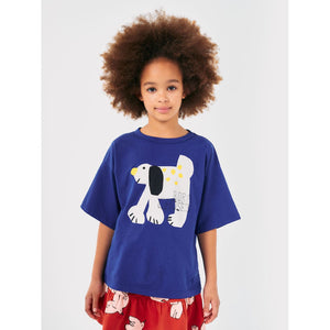 Bobo Choses blue t-shirt with white dog print from the new AW24 collection 'Once Upon A Time'