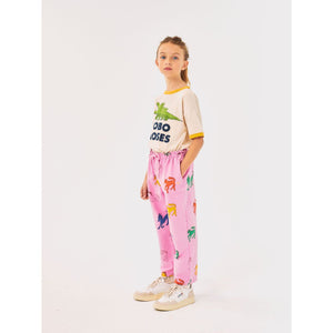 Bobo Choses pink trousers with all over multicolour wonder horse print from the new AW24 collection 'Once Upon A Time'