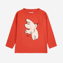 Load image into Gallery viewer, Bobo Choses red long sleeve t-shirt with white bird print from the new AW24 collection &#39;Once Upon A Time&#39;
