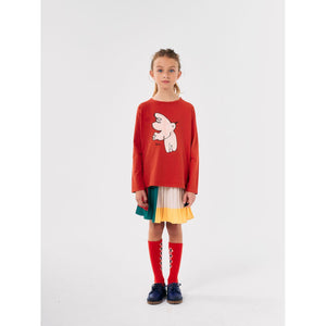 Bobo Choses red long sleeve t-shirt with white bird print from the new AW24 collection 'Once Upon A Time'