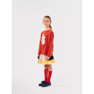 Bobo Choses red long sleeve t-shirt with white bird print from the new AW24 collection 'Once Upon A Time'