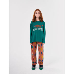 Bobo Choses jade green long sleeve t-shirt with sneaky fox print from the new AW24 collection 'Once Upon A Time'