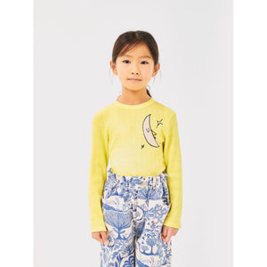 Bobo Choses ribbed yellow long sleeve top with moon print from the new AW24 collection 'Once Upon A Time'