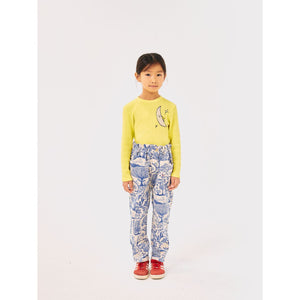 Bobo Choses fine corduroy trousers in white and blue with all over Wonderland print from the new AW24 collection 'Once Upon A Time'