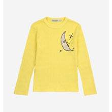 Load image into Gallery viewer, Bobo Choses ribbed yellow long sleeve top with moon print from the new AW24 collection &#39;Once Upon A Time&#39;
