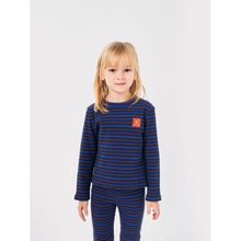 Load image into Gallery viewer, Bobo Choses blue and burgundy long sleeve top with funny face patch from the new AW24 collection &#39;Once Upon A Time&#39;
