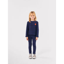 Load image into Gallery viewer, Bobo Choses blue and burgundy long sleeve top with funny face patch from the new AW24 collection &#39;Once Upon A Time&#39;
