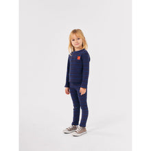 Load image into Gallery viewer, Bobo Choses blue and burgundy long sleeve top with funny face patch from the new AW24 collection &#39;Once Upon A Time&#39;
