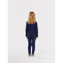 Load image into Gallery viewer, Bobo Choses blue and burgundy long sleeve top with funny face patch from the new AW24 collection &#39;Once Upon A Time&#39;
