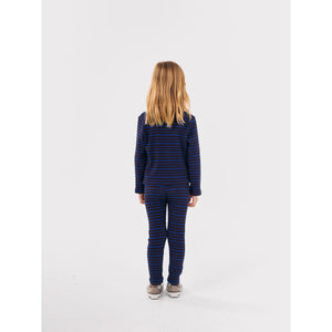 Bobo Choses blue and burgundy long sleeve top with funny face patch from the new AW24 collection 'Once Upon A Time'