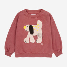 Load image into Gallery viewer, Bobo Choses washed burgundy sweatshirt with white dog print from the new AW24 collection &#39;Once Upon A Time&#39;
