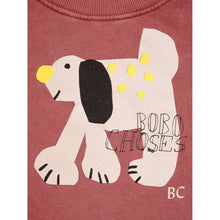 Load image into Gallery viewer, Bobo Choses washed burgundy sweatshirt with white dog print from the new AW24 collection &#39;Once Upon A Time&#39;
