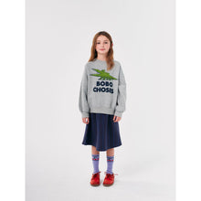 Load image into Gallery viewer, Bobo Choses grey sweatshirt with green crocodile print from the new AW24 collection &#39;Once Upon A Time&#39;
