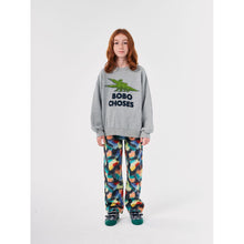 Load image into Gallery viewer, Bobo Choses grey sweatshirt with green crocodile print from the new AW24 collection &#39;Once Upon A Time&#39;
