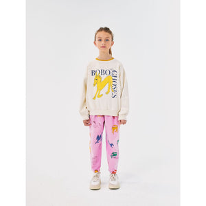 Bobo Choses pink trousers with all over multicolour wonder horse print from the new AW24 collection 'Once Upon A Time'