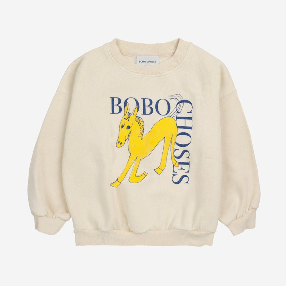 Bobo Choses off white sweatshirt with yellow horse print