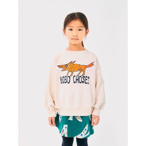 Bobo Choses off white sweatshirt with orange fox print from the new AW24 collection 'Once Upon A Time'