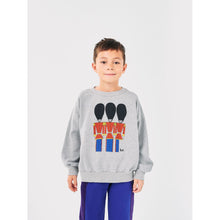 Load image into Gallery viewer, Bobo Choses grey sweatshirt with tin soldier print in red, blue and black from the new AW24 collection &#39;Once Upon A Time&#39;
