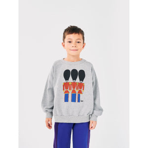 Bobo Choses grey sweatshirt with tin soldier print in red, blue and black from the new AW24 collection 'Once Upon A Time'