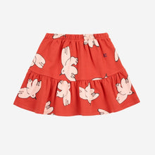 Load image into Gallery viewer, Bobo Choses red skirt with all over white bird print from the new AW24 collection &#39;Once Upon A Time&#39;
