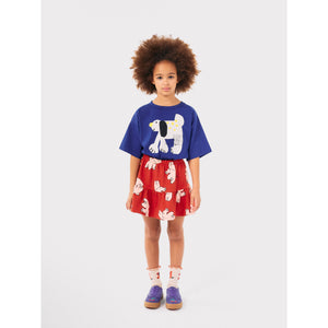 Bobo Choses red skirt with all over white bird print from the new AW24 collection 'Once Upon A Time'