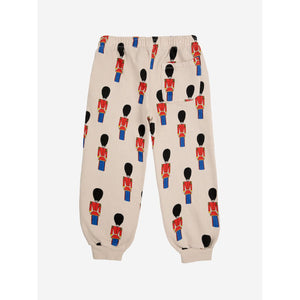 Bobo Choses beige grey sweatpants with all over tin soldier print from the new AW24 collection 'Once Upon A Time'