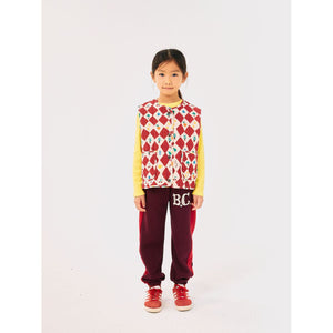 Bobo Choses burgundy and red vintage style sweatpants from the new AW24 collection 'Once Upon A Time'