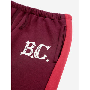 Bobo Choses burgundy and red vintage style sweatpants from the new AW24 collection 'Once Upon A Time'