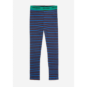 Bobo Choses blue and burgundy stripe leggings from the new AW24 collection 'Once Upon A Time'