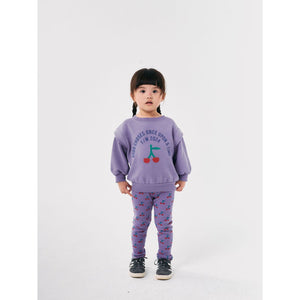 Bobo Choses lilac leggings with all over cherry print from the new AW24 collection 'Once Upon A Time'