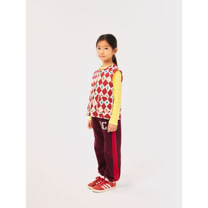 Bobo Choses red harlequin check quilted waistcoat from the new AW24 collection 'Once Upon A Time'