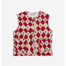 Load image into Gallery viewer, Bobo Choses red harlequin check quilted waistcoat from the new AW24 collection &#39;Once Upon A Time&#39;
