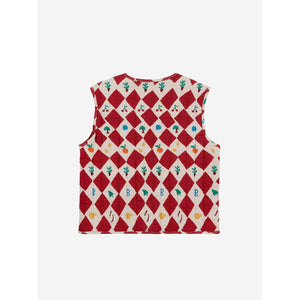 Bobo Choses red harlequin check quilted waistcoat from the new AW24 collection 'Once Upon A Time'