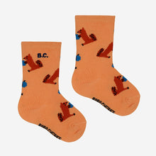 Load image into Gallery viewer, Bobo Choses brown baby socks with all over &#39;hungry squirrel&#39; print from the new AW24 collection &#39;Once Upon A Time&#39;
