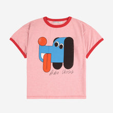 Load image into Gallery viewer, Bobo Choses light red t-shirt with colourful dog print
