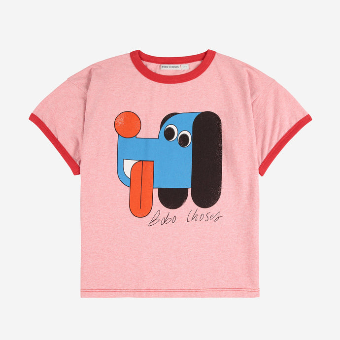 Bobo Choses light red t-shirt with colourful dog print