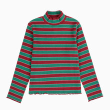 Load image into Gallery viewer, Bobo Choses children&#39;s burgundy red and green striped long-sleeve shirt
