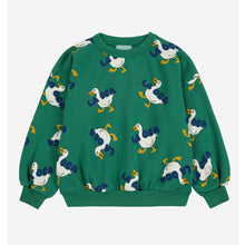 Load image into Gallery viewer, Bobo Choses Green sweatshirt with all over white duck pattern
