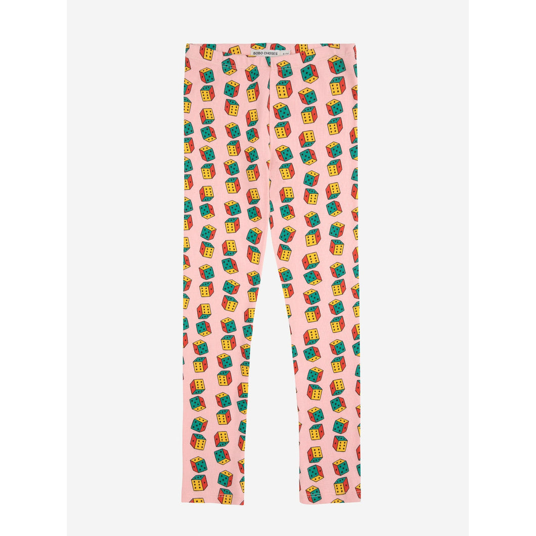 Bobo choses pink leggings with all over multicolour dice print