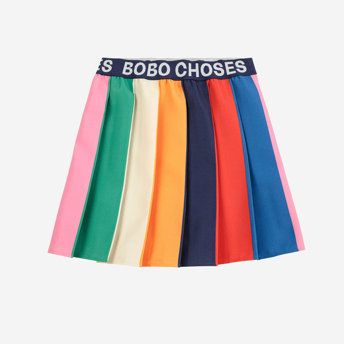 Bobo Choses multicolour striped pleated skirt with a Bobo Choses logo waistband 