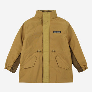 Bobo Choses khaki green rain jacket with a brand logo 